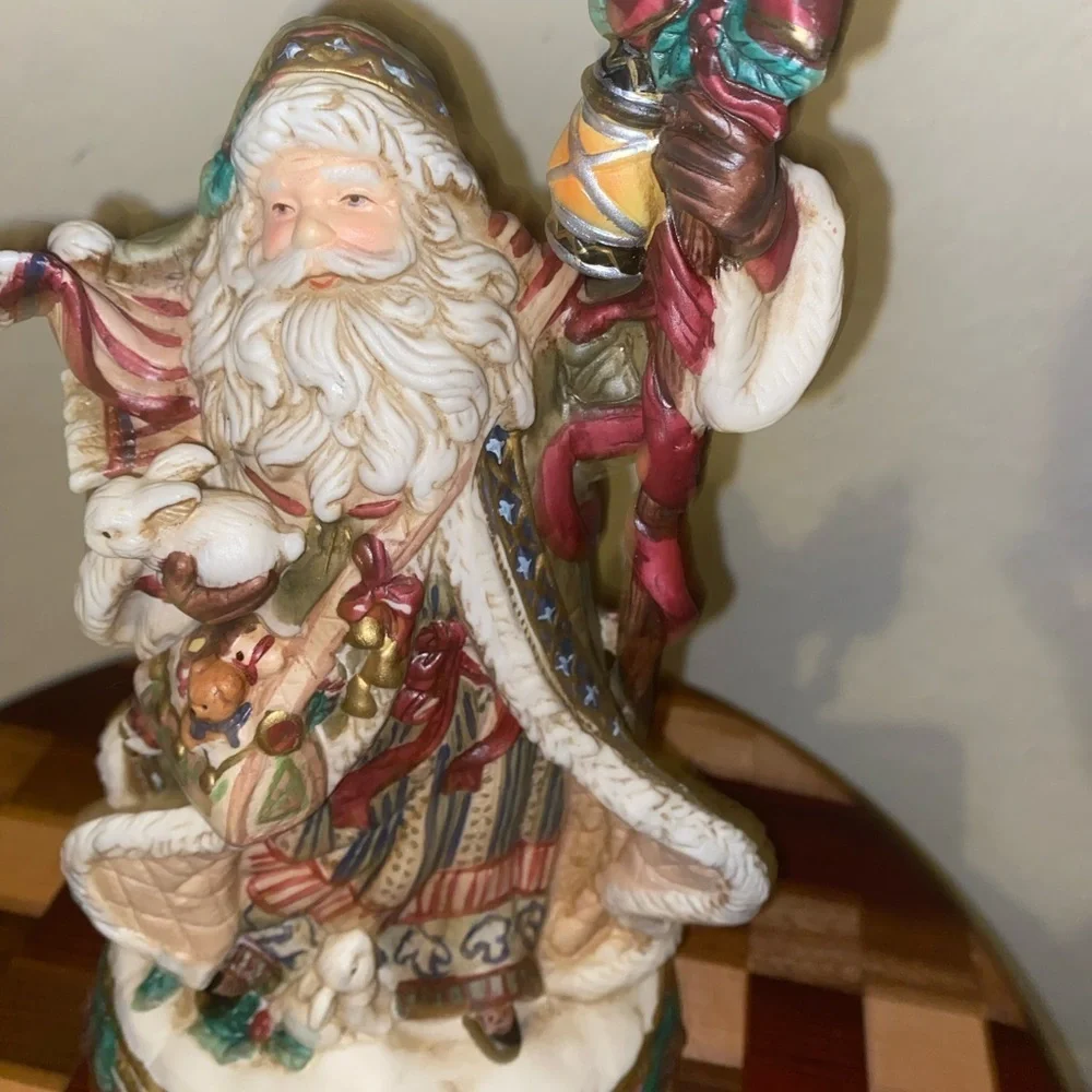 Vintage Santa Musical We Wish You A Merry Christmas Old Fashion Porcelain 11”